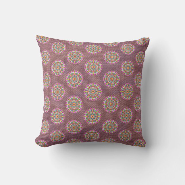 Coussin Boho réversible Motif Mandala violet (Recto)