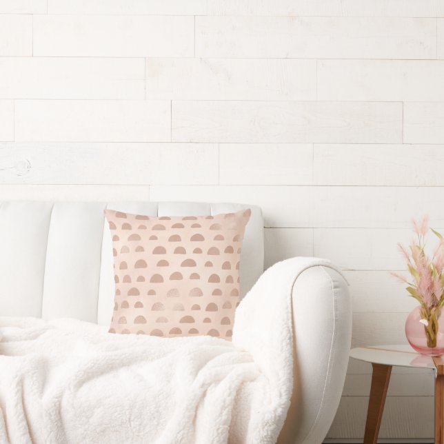 Coussin Boho Rose Gold Formes Abstraites (Canapé)