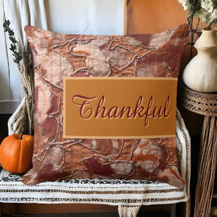 Coussin Boho rustique tomber orange remerciant script brod