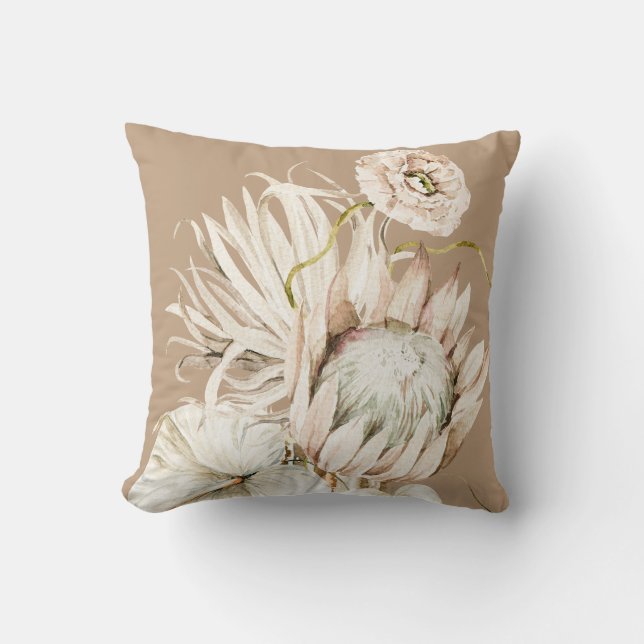 Coussin Boho sauvage Pampas Grass Floral Beige (Recto)