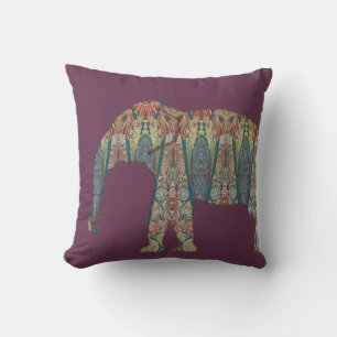 Coussin BOHO Tribal Vintage Paisley Purple Blue Elephant