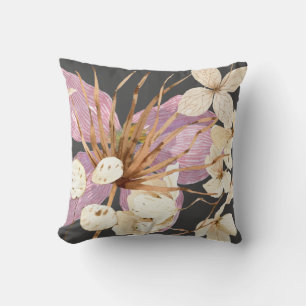Coussin Boho Tropical Floral Lilac & Cream