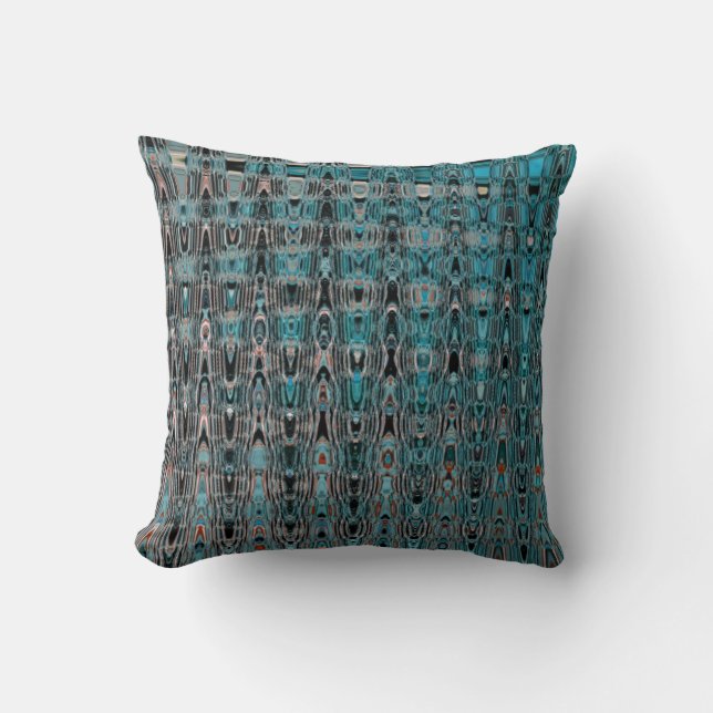 Coussin Boho Turquoise noir gris Millefiori Zig Zag (Recto)