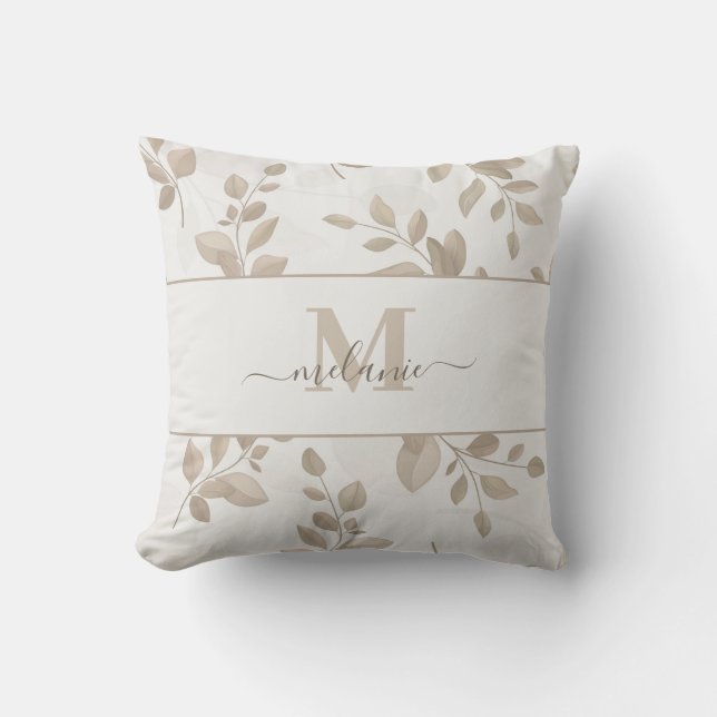 Coussin Boho Watercolor Monogramme Nom personnalisé (Recto)