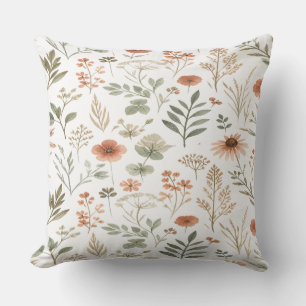 Coussin Boho Wildflower Botanical Throw Pillow