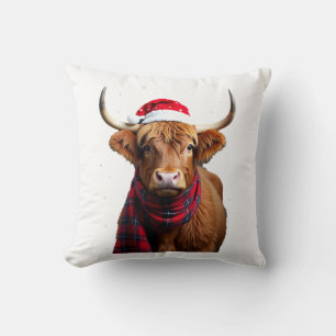 Coussin Boho Xmas T-Shirt de Noël Vache des Highlands (1)