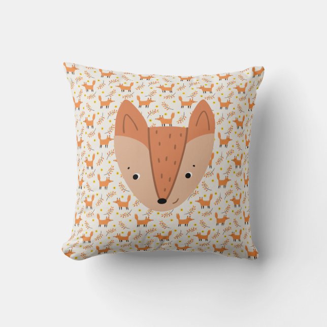 Coussin Bois Animaux Boho Design Fox (Recto)
