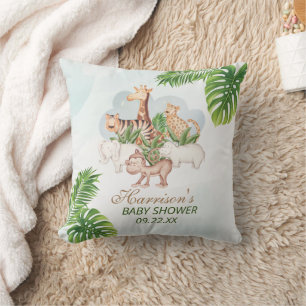 Coussin Bois Animaux Jungle Baby shower de verdure