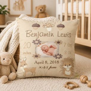 Coussin Bois Animaux Nursery Photo Baby Keepsaké