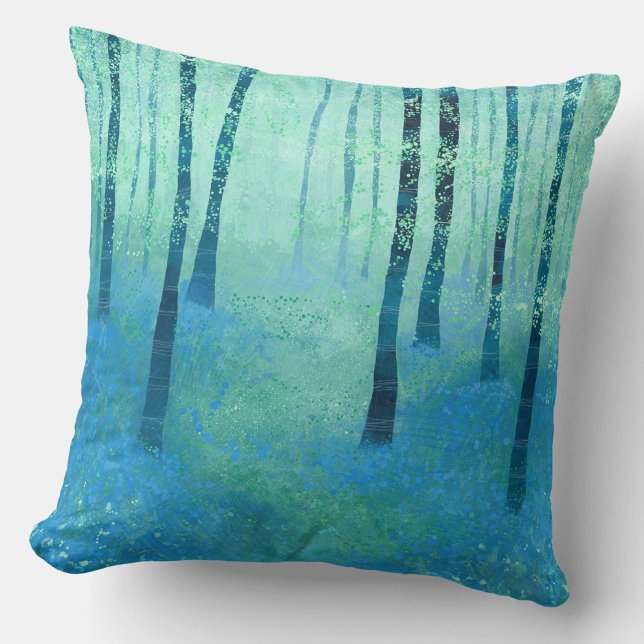 Coussin Bois aux jacinthes (Bluebell woods landscape art throw pillow for forest lovers)