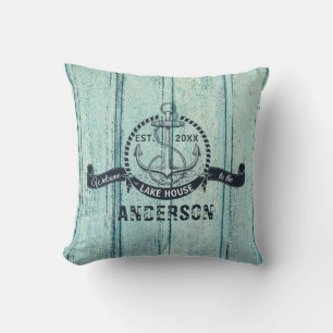 Coussin Bois bleu Bienvenue au Lake House