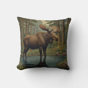 Coussin Bois boisé d'orignal rustique