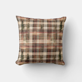 Coussin Bois Cabine Pin Plaid