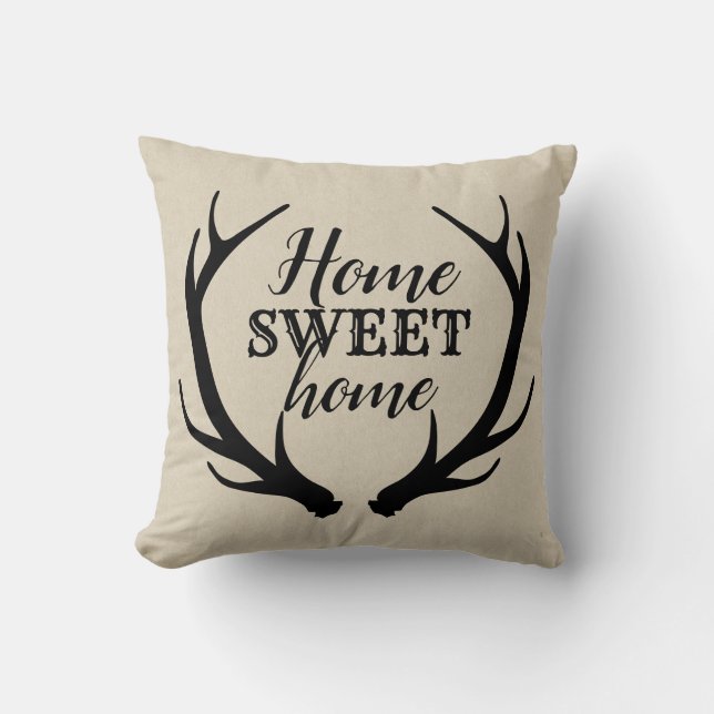 Coussin Bois de cerf rustique monogrammé Élégance champêtr (Recto)