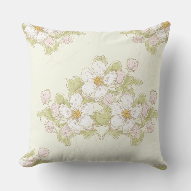 Coussin Bois de chien blanc et rose en fleur d'Oreiller fl (Recto)