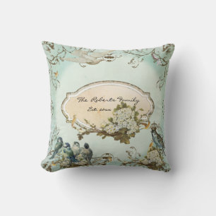 Coussin Bois Enchanté Oiseaux Colombe Tourbillon Personnal