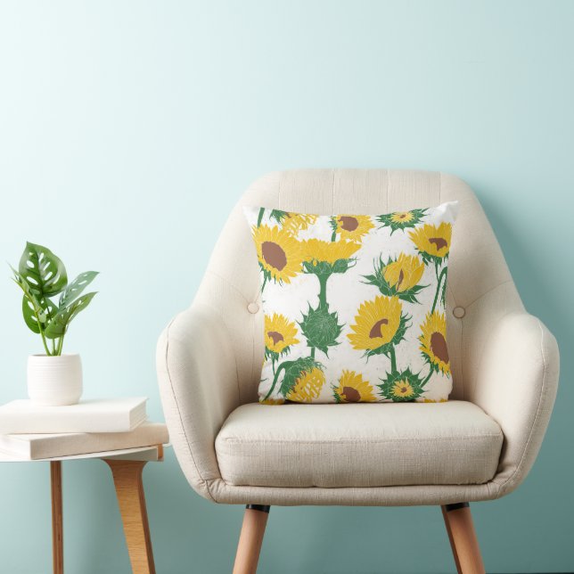 Coussin Bois Imprimer Tournesol jaune (Chaise)