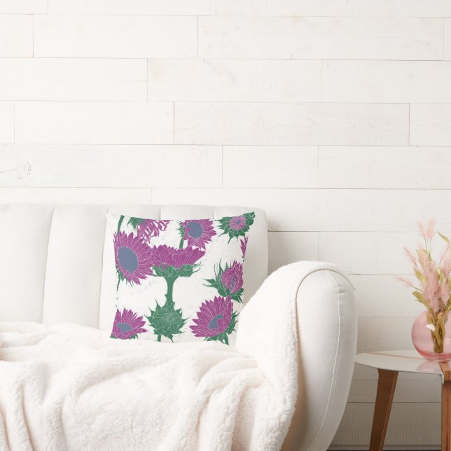Coussin Bois Imprimer tournesol rose (Canapé)