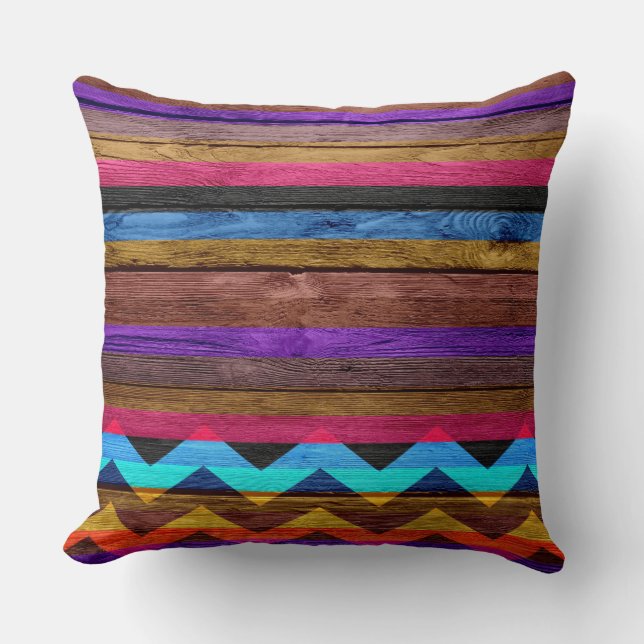 Coussin Bois moderne Chevron Stripe #9 (Recto)