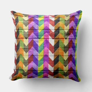 Coussin Bois motif coloré Chevron #5