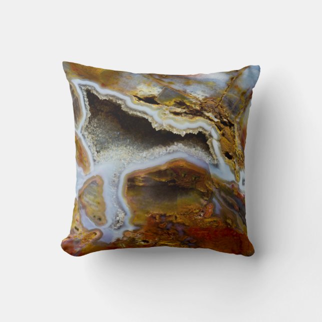 Coussin Bois Pétrifié Avec Cristaux (Recto)