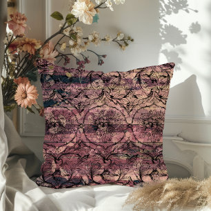 Coussin Bois pourpre antique et Filigree floral noir