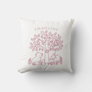 Coussin Bois Rose Animaux Et Arbre