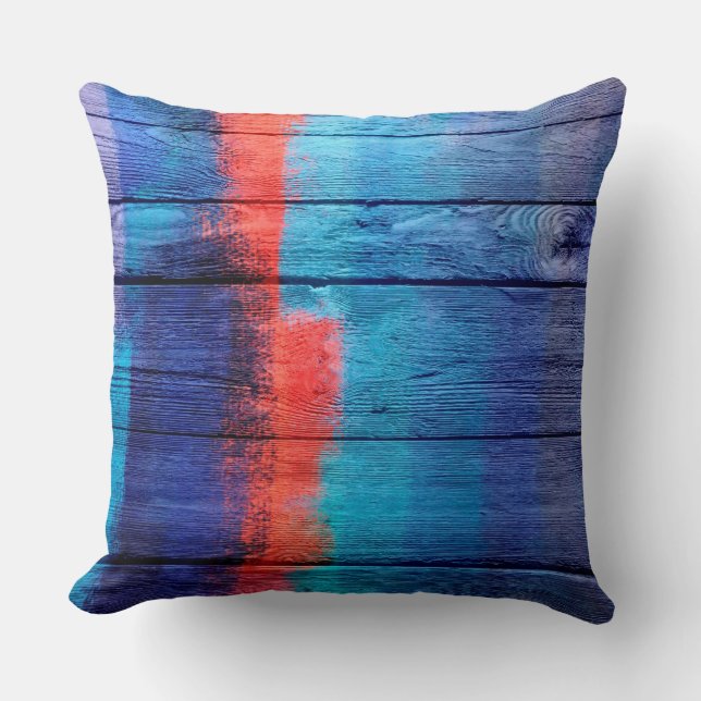 Coussin Bois rouge et bleu Vintage (Recto)