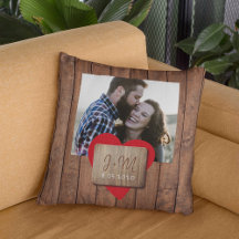 Bois rustique coeur couple photo monogramme initia