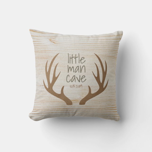Coussin Bois rustique et Antlers Petite Grotte de Man (Recto)