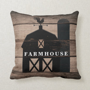 Coussin Bois rustique vieilli noir ferme de campagne maiso