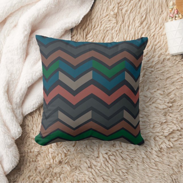 Coussin Bois sombre Terre Zigzag Chevron  (Couverture)