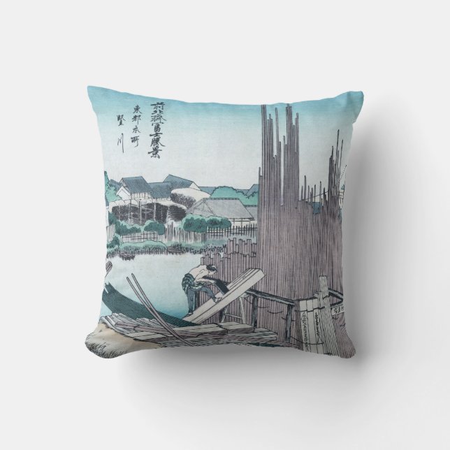 Coussin Boisage japonais Ukiyo-e de construction par (Recto)