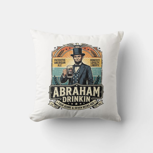 Coussin Boisson Patriotique Abraham Rétro Détresse (Recto)