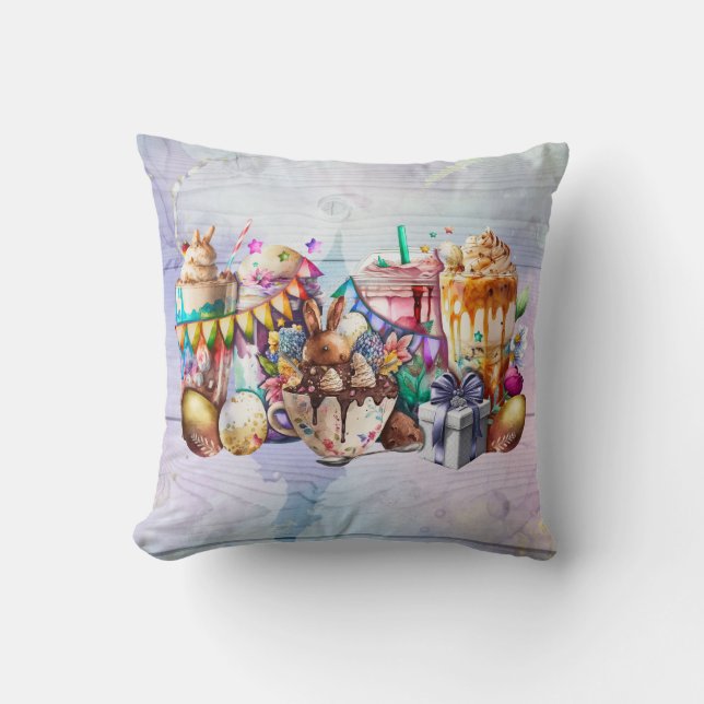 Coussin Boissons de café chic Bunny de Pâques (Recto)