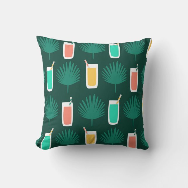 Coussin Boissons tropicales et Palm Feuille Motif (Recto)