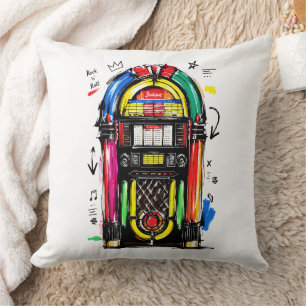 Coussin Boîte à musique Rock N Roll Art Rétro Coloré
