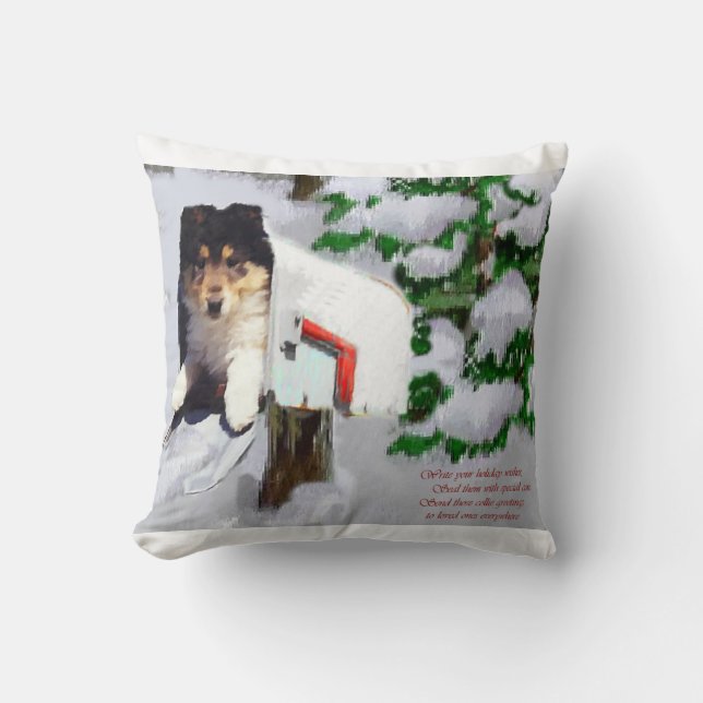 Coussin Boîte aux lettres de Noël de chiot Colley (Recto)