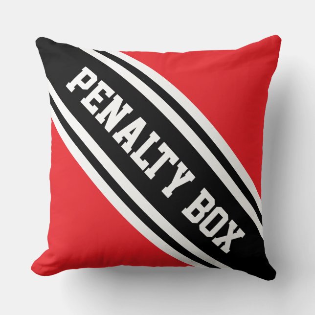 Coussin BOÎTE DE PÉNALITÉ Rouge vif Noir Blanc Rayures de  (Recto)