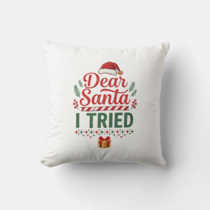 Coussin Boîte de Présent Chapeau de Noël Dear Santa Tried
