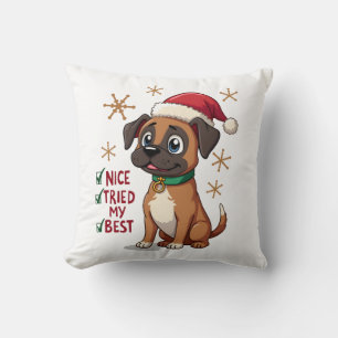 Coussin Boîte jolie chien Boxer Noël Nice J'ai essayé de m