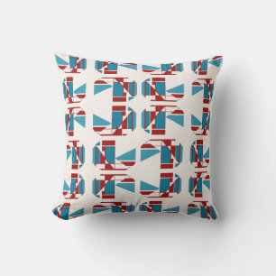 Coussin Boîtes bleu turquoise rouge dans les lignes Concep