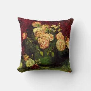 Coussin Bol avec pivoines et roses par Vincent van Gogh