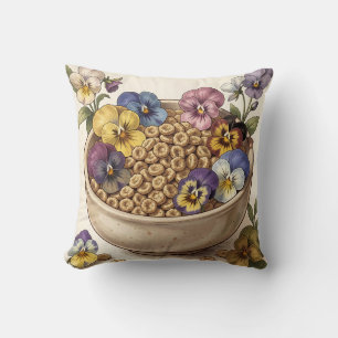 Coussin Bol de céréales fleur de pensée fantaisiste