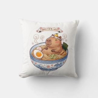 Coussin Bol de ramen capybara mignon bol japonais kawaii a