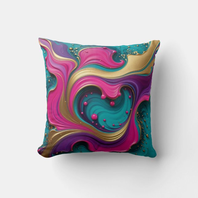 Coussin Bold Abstract Heart Swirl – Modern Colorful Art (Recto)