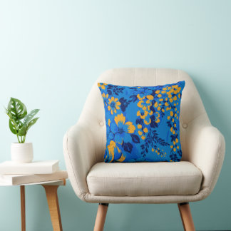 Coussin Bold Blue Garden – Vibrant Floral Pattern