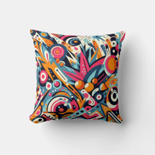 Coussin Bold Geometric Energy – Colorful Abstract Throw
