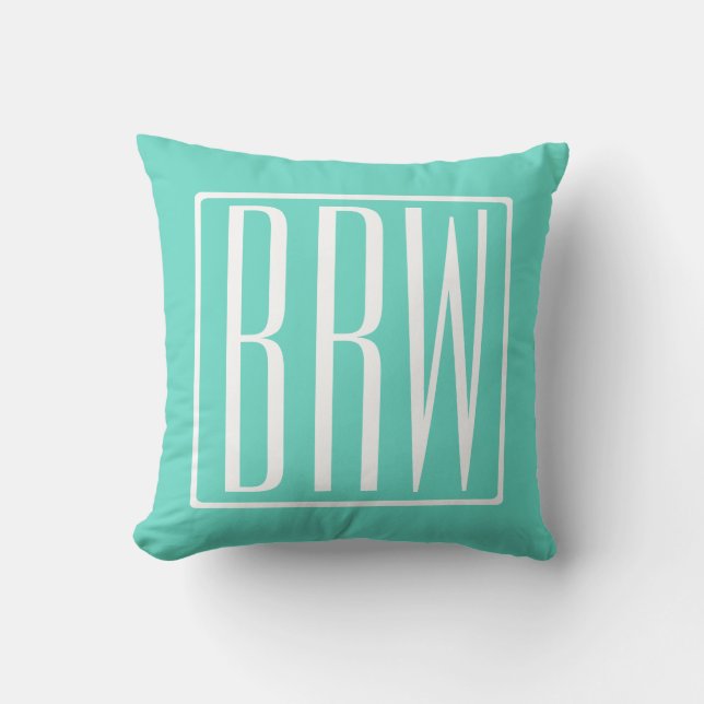 Coussin Bold Modern | White on aqua (Recto)