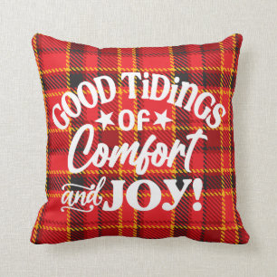 Coussin Bon Confort et joie, Noël Plaid